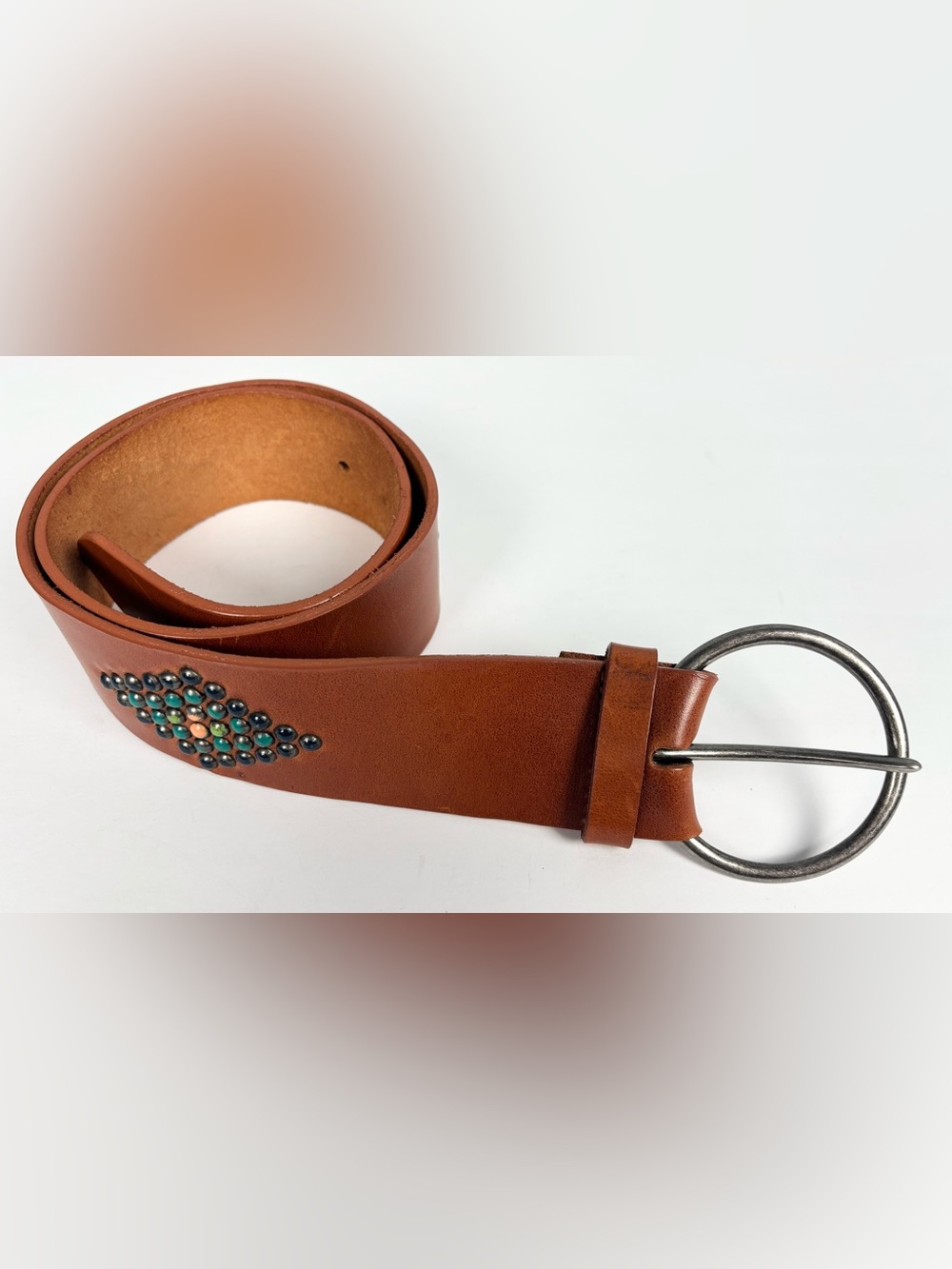 Vintage Boho Southwestern Studded Leather Statement Y2K Belt